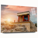 Acrylic print of a Crete, Greece landscape in muted earth tones, ideal for bedroom or dining room decor.