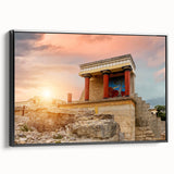 Black and white framed canvas of a vintage European landscape, ideal for bedroom wall decor.