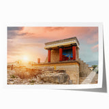 Extra large rolled print of a Crete, Greece scenery with vibrant floral elements, ideal for art wall dining room.