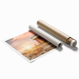 Extra large wall art depicting a scenic view of Crete, Greece, in vibrant blue and white tones, printed on rolled canvas.