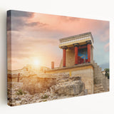 Large canvas print of a scenic Crete shoreline in soft blue and white tones, suitable for kitchen wall art.