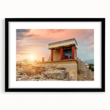 Abstract art print of a vibrant, colorful Greek Crete landscape on a textured, extra large canvas.