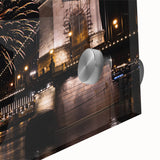 Large abstract wall art of a European scenery in muted earth tones on acrylic glass, ideal for dining room ambiance.