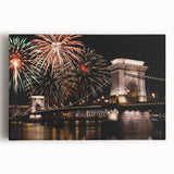 Black and white stretched canvas of a European cityscape, ideal for kitchen wall art.