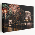 Large art print of a European cityscape in muted earth tones on stretched canvas, ideal for kitchen wall art.
