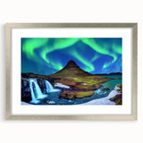 Extra large abstract art print of a textured Icelandic landscape in muted earth tones, framed in silver.