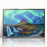 Acrylic print of European Icelandic scenery in gold frame, showcasing art deco style, suitable for modern art wall decor.