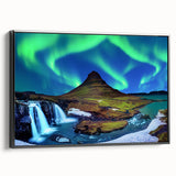 Black and white landscape art of Iceland on framed canvas, ideal for bedroom wall decor.