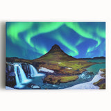 Black and white photograph of an Icelandic landscape on stretched canvas, ideal for kitchen wall art or bedroom decor.
