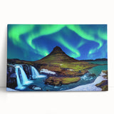 Black and white photograph of an Icelandic landscape on stretched canvas, ideal for kitchen wall art.