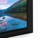 Black wall art featuring a textured, colorful Irish landscape on extra large framed canvas, ideal for living room decor.