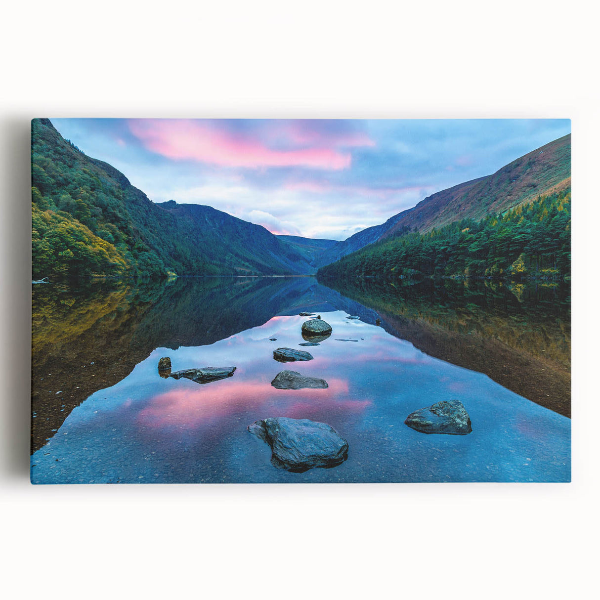 Black and white photo of an Irish landscape on stretched canvas, ideal for kitchen wall art or bedroom ambiance.