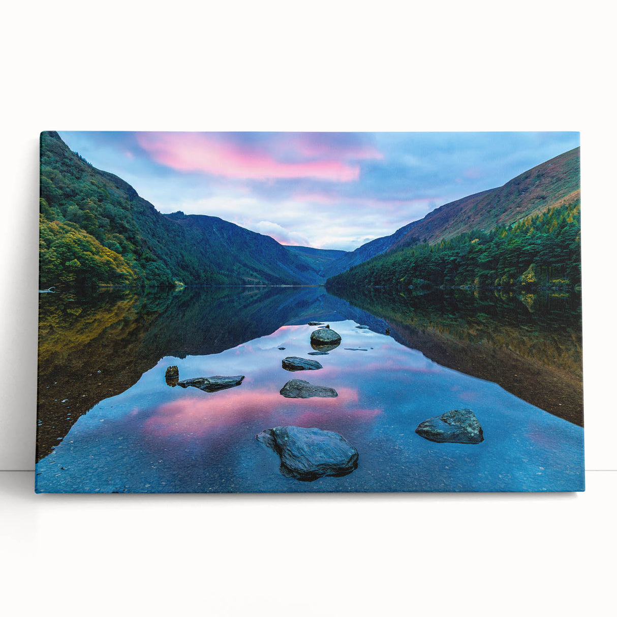 Black and white photo of a scenic Irish landscape on large stretched canvas, suitable for kitchen wall art.
