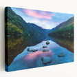 Large canvas print of an Irish landscape in muted green and blue tones, suitable for kitchen wall art.
