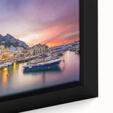 Extra large framed canvas featuring a textured portrayal of the Capri scenery in Europe.