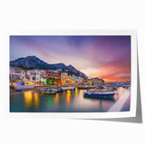 Rolled print of Capri with vivid blue sea and colorful buildings, ideal for art wall dining room.