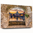 Acrylic print of a Rome cityscape with muted earth tones, ideal for dining room decor.
