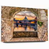 Large abstract depiction of Rome on acrylic glass, featuring muted earth tones, ideal for bedroom or dining room art.