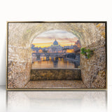 Art Deco style poster of Rome scenery in gold and black tones, framed acrylic, ideal for modern art wall decor.