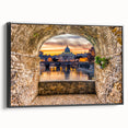 Black and white framed canvas of Rome landscape with vintage poster style, ideal for bedroom wall art.