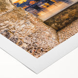 Art deco poster of Rome with muted earth tones on rolled canvas, suitable for dining room wall art.