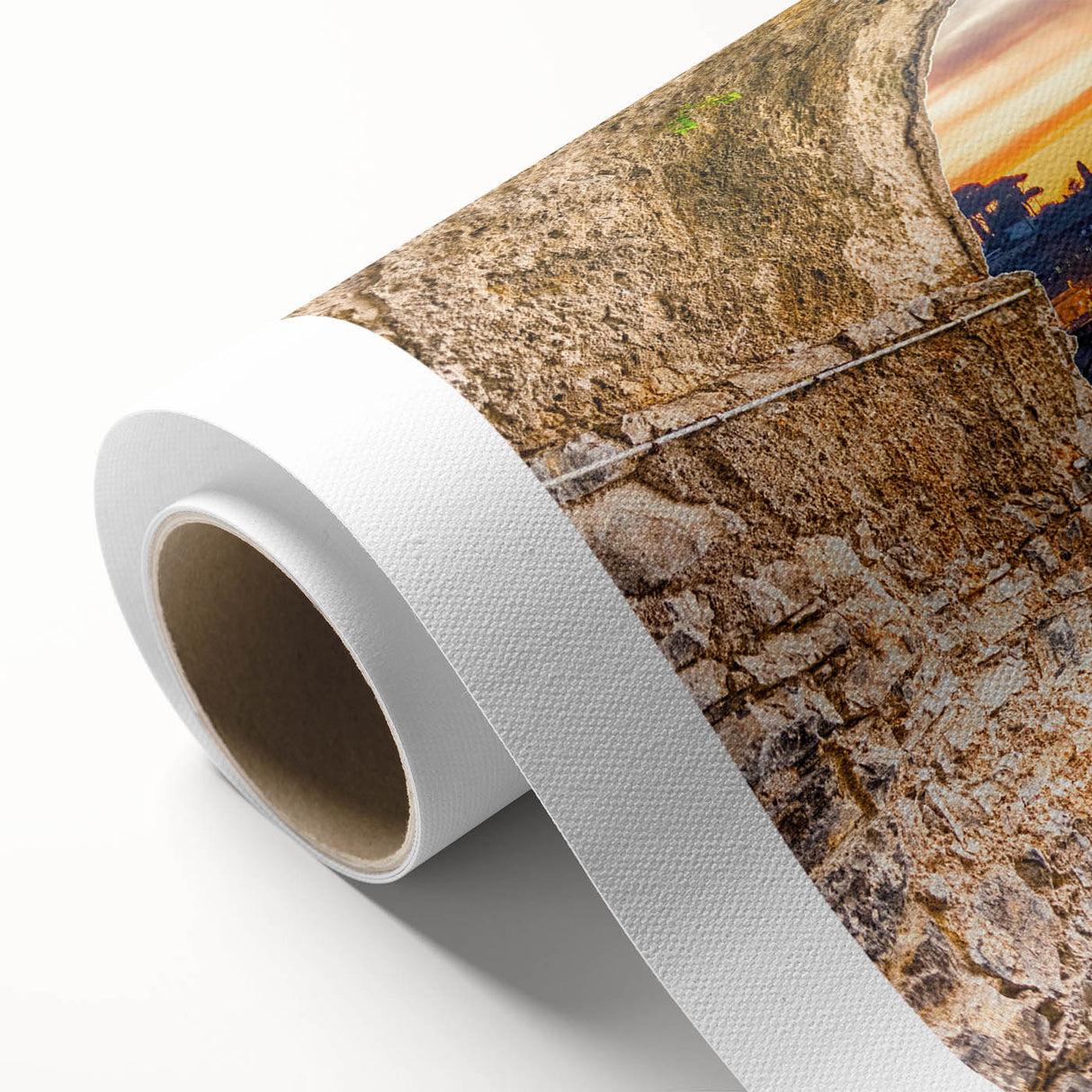 Art Deco poster of Rome with muted earth tones on rolled canvas, ideal for nursery wall art or dining room ambiance.