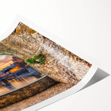 Extra large wall art featuring line art flowers in a Rome scenery, printed on rolled canvas.