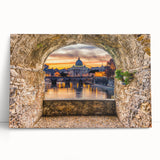 Large black and white stretched canvas of Rome scenery, ideal for kitchen wall art.