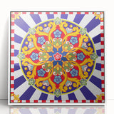 Mid-century modernist art depicting a Sicilian landscape on a framed acrylic, with muted earth tones.