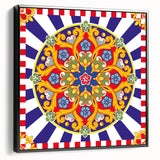 Black and white landscape art of Sicily on framed canvas, in a vintage poster style, ideal for bedroom decor.