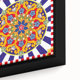 Black wall art featuring a textured, colorful Sicilian landscape on an extra-large framed canvas.