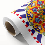 Art Deco style poster of Sicilian landscape on rolled canvas, featuring muted earth tones.