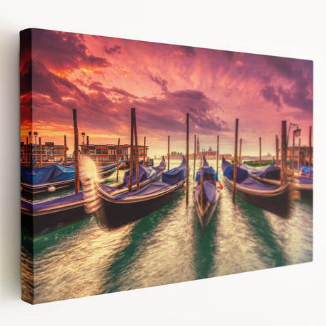 Venice canal scene in muted earth tones on a large stretched canvas, suitable for kitchen wall art.