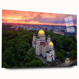 Acrylic print of a large abstract scenery in Latvia, with muted earth tones, ideal for bedroom or dining room art.