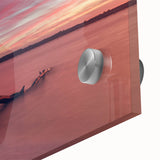 Large abstract wall art featuring a mid-century modernist design in muted earth tones on acrylic glass.