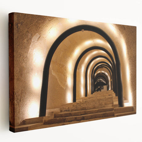 Vividly colored Malta seascape on stretched canvas, ideal for kitchen wall art.