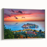 Landscape art painting of a European Montenegro scenery on a framed canvas.