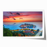 Extra large rolled print of a Montenegro scenery with vibrant floral elements, ideal for art wall dining room.