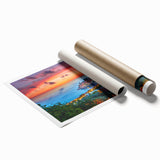 Extra large rolled print of a Montenegro landscape with vibrant green tones, ideal for classy bathroom wall art.