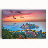 Black and white stretched canvas of a Montenegro landscape, ideal for kitchen wall art or bedroom ambiance.