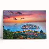 Black and white stretched canvas of a Montenegro landscape, ideal for kitchen wall art.