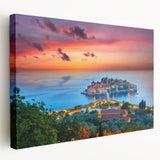 Scenic Montenegro landscape on stretched canvas, featuring muted earth tones, ideal for kitchen wall art.