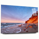 Acrylic print of a European landscape in muted earth tones, ideal for bedroom or dining room art.