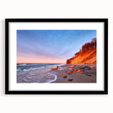 Extra large abstract art print featuring a colorful, textured depiction of a European scenery on a framed black mat.