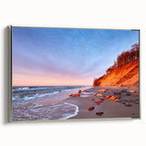 Framed canvas depicting a vintage-style Polish landscape with colorful art elements, ideal for enhancing living room decor.