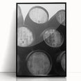 Large abstract wall art depicting Porto's riverfront in muted blue and gray tones on a black framed acrylic.