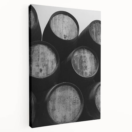 Side view of a stretched canvas featuring a scenic Porto landscape in soft earth tones, ideal for kitchen wall art.