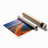 Rolled print of Barcelona scenery with vibrant floral elements, ideal for classy bathroom wall art.