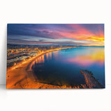 Black and white stretched canvas of Barcelona scenery, ideal for kitchen wall art.
