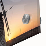 Large abstract wall art of a European scenery in pastel shades on acrylic glass, ideal for dining room decor.